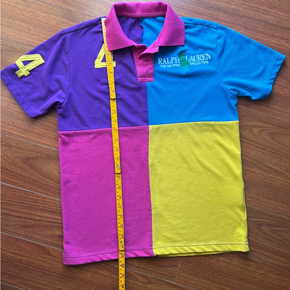 RALPH LAUREN BIG PONY COLLECTION Women Polo Shirt Size M/L Big Logo Color Block - Picture 9 of 12